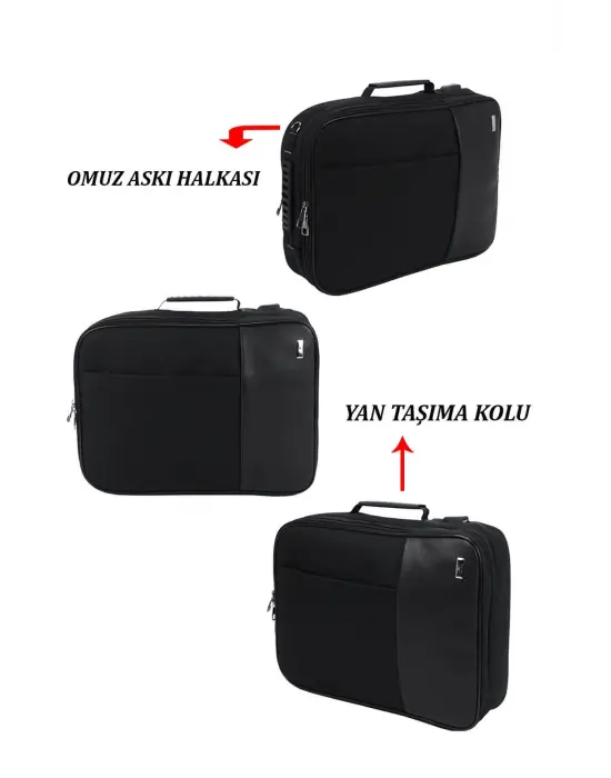 17,3 inç Sportif Keten Kumaş Siyah Laptop Sırt El Ve Omuz Çantası