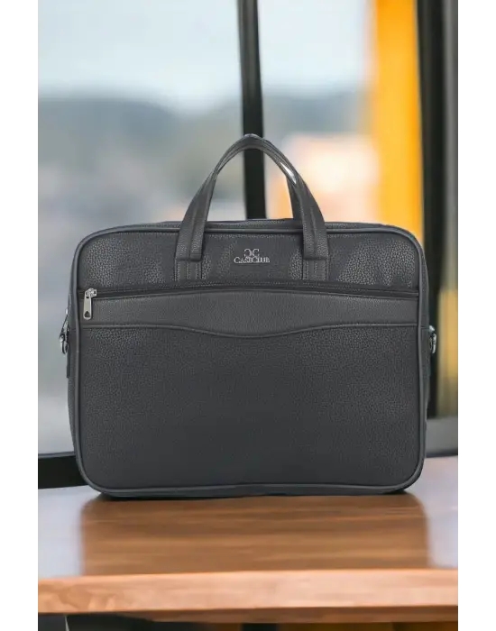 15,6 Inç Sunni Deri Klasik Tarz Siyah Evrak / Laptop Çantası