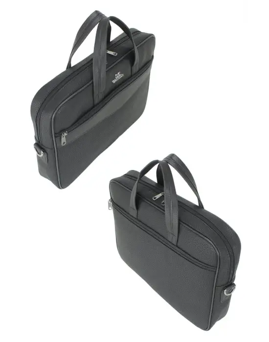 15,6 Inç Sunni Deri Klasik Tarz Siyah Evrak / Laptop Çantası