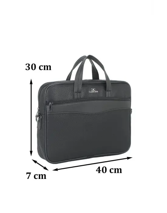 15,6 Inç Sunni Deri Klasik Tarz Siyah Evrak / Laptop Çantası