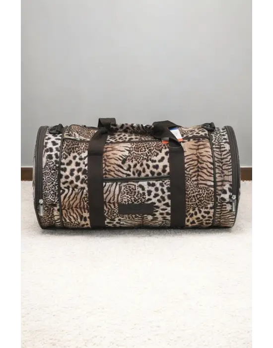 Su Geçirmez Kumaş Leopar Desen Kadın Seyahat Ve Spor Çantası