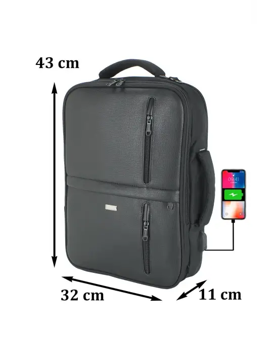 14-16 inç Usb Aparatlı Fonksiyonel Laptop Sırt El ve Omuz Çantası