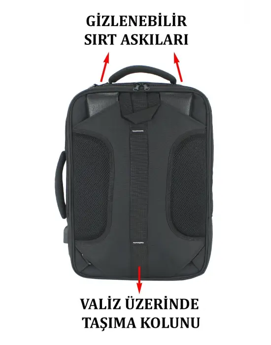 14-16 inç Usb Aparatlı Fonksiyonel Laptop Sırt El ve Omuz Çantası