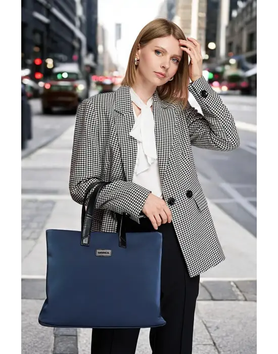 Kadın Casual Su Geçirmez 13-14 İnç Lacivert-Siyah Evrak Notebook Laptop Çantası