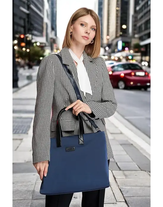 Kadın Casual Su Geçirmez 13-14 İnç Lacivert-Siyah Evrak Notebook Laptop Çantası