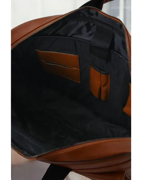 Lüx Kaliteli 16-17 inç Taba Laptop Bölmeli Evrak Çantası