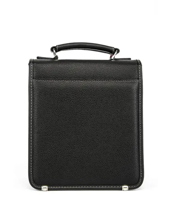 Erkek Kilitli Portföy El Çantası Siyah Büyük Boy