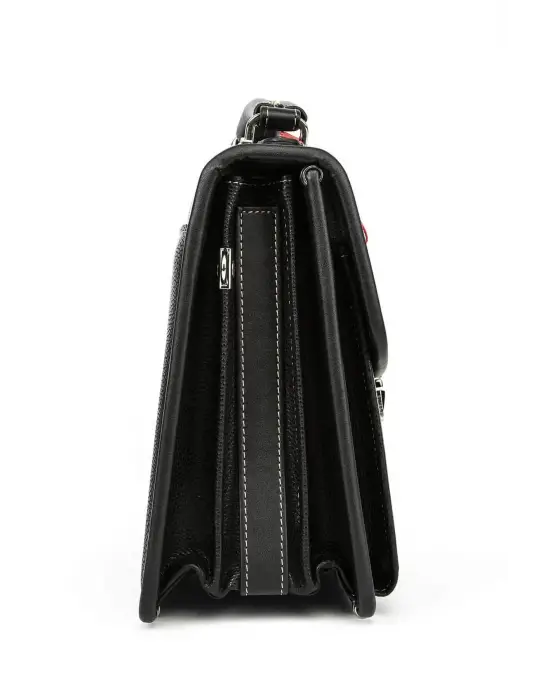 Erkek Kilitli Portföy El Çantası Siyah Büyük Boy