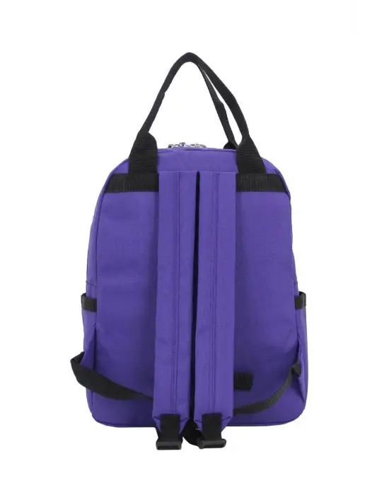 Etiket Desenli Mor Okul Sırt Çantası