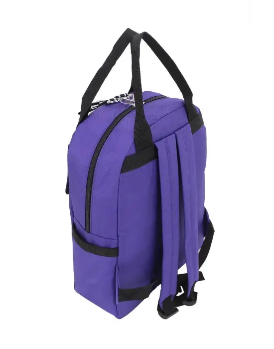 Etiket Desenli Mor Okul Sırt Çantası