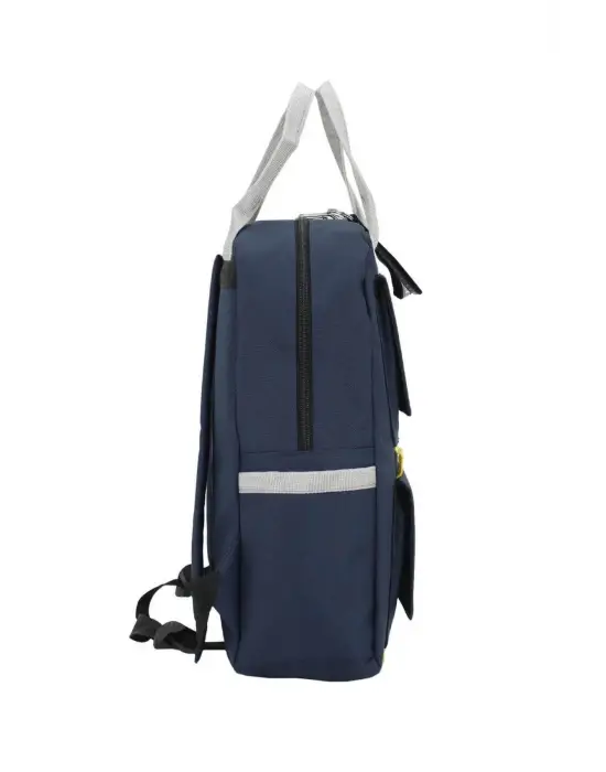 Etiket Desenli Lacivert Okul Sırt Çantası