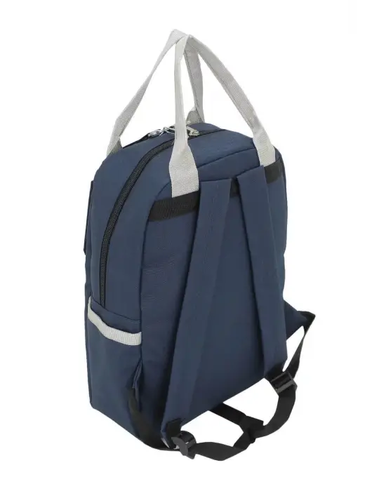 Etiket Desenli Lacivert Okul Sırt Çantası