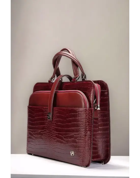 Evrak Laptop Çantası Bordo Rugan 13 14 15.6 Inç