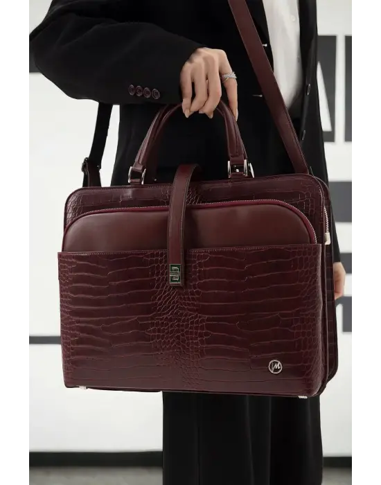 Evrak Laptop Çantası Bordo Rugan 13 14 15.6 Inç