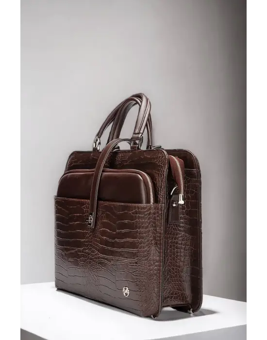 Evrak Laptop Çantası Kahverengi Rugan