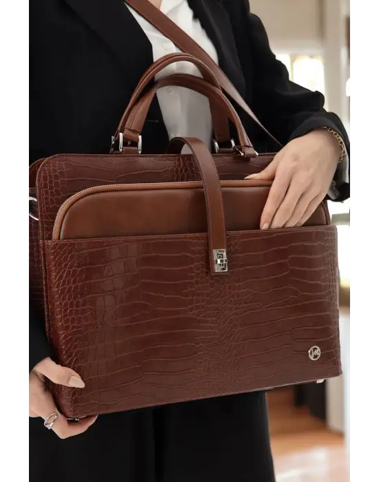 Evrak Laptop Çantası Taba Rugan 13, 14 15.6 Inç