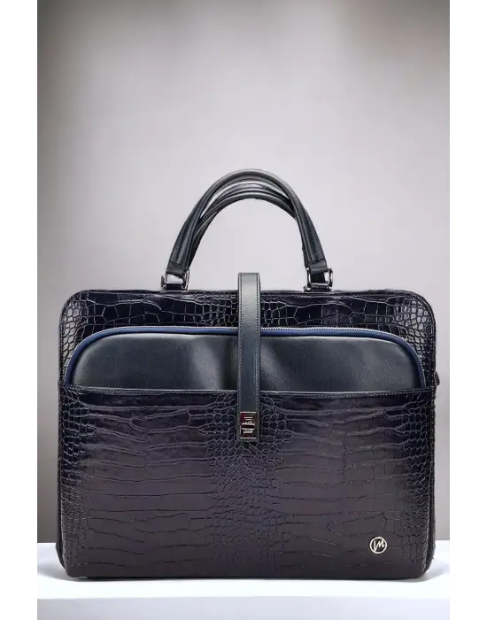 Evrak Laptop Çantası Lacivert Rugan 13, 14 15.6 Inç