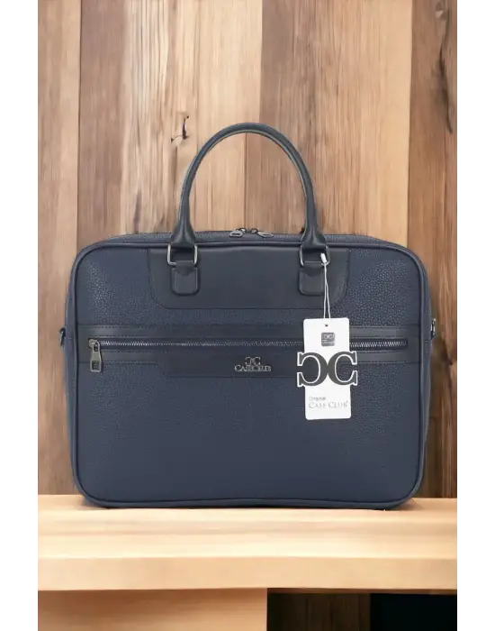 Suni Deri 15,6 inç Lacivert Laptop Evrak Çantası