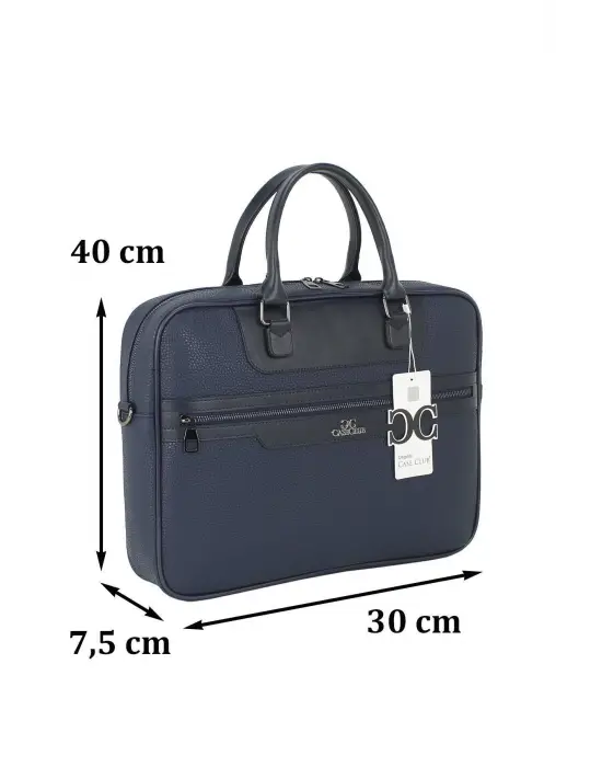 Suni Deri 15,6 inç Lacivert Laptop Evrak Çantası