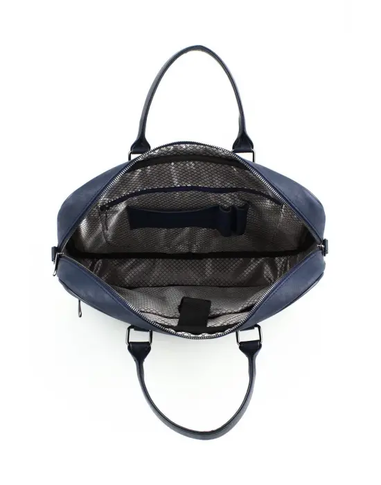 Suni Deri 15,6 inç Lacivert Laptop Evrak Çantası