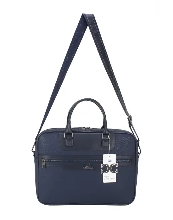 Suni Deri 15,6 inç Lacivert Laptop Evrak Çantası