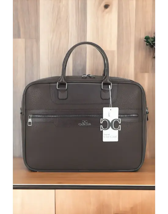 Suni Deri 15,6 inç Kahverengi Laptop Evrak Çantası