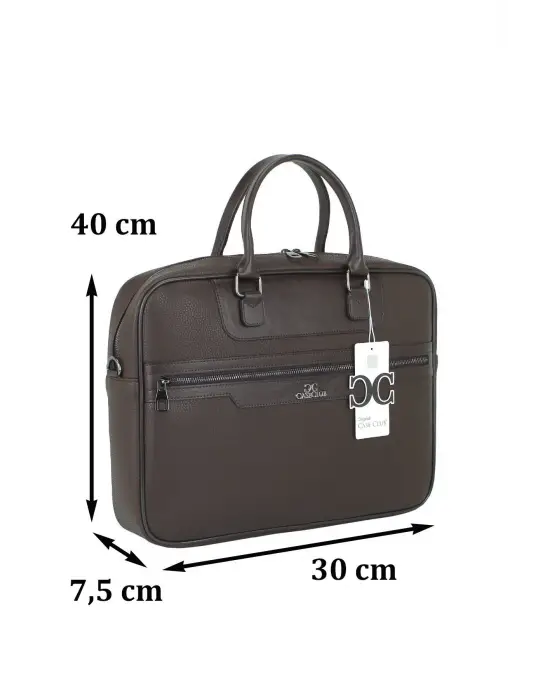 Suni Deri 15,6 inç Kahverengi Laptop Evrak Çantası