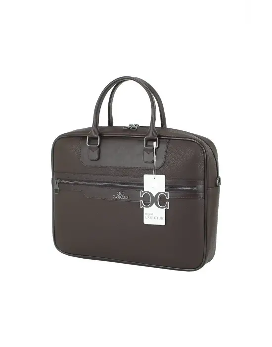 Suni Deri 15,6 inç Kahverengi Laptop Evrak Çantası