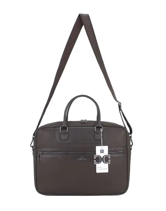 Suni Deri 15,6 inç Kahverengi Laptop Evrak Çantası