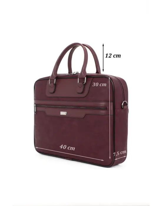 Suni Deri 15,6 inç Bordo Laptop Evrak Çantası