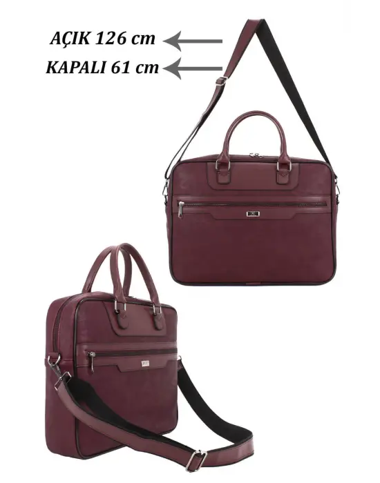 Suni Deri 15,6 inç Bordo Laptop Evrak Çantası