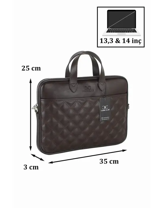 13.3-14 inç Kahverengi El ve Omuz Laptop Evrak Çantası