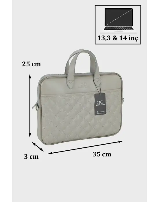 13.3-14 inç Krem El ve Omuz Laptop Evrak Çantası