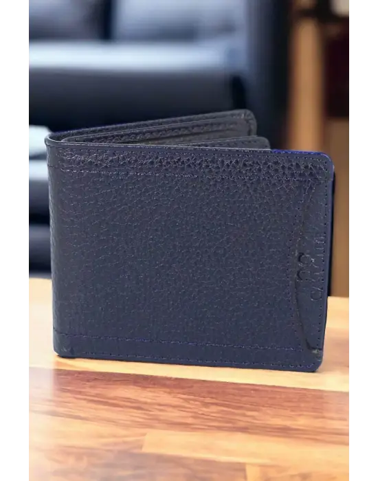 Hakiki Deri Kartlık Bölmeli Lacivert Erkek Cüzdanı