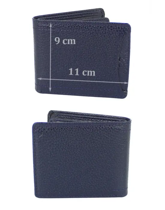 Hakiki Deri Kartlık Bölmeli Lacivert Erkek Cüzdanı