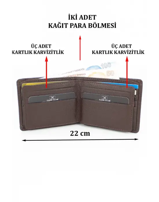 Hakiki Deri Kartlık Bölmeli Kahverengi Erkek Cüzdanı