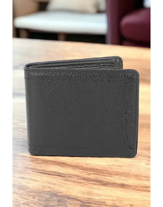 Hakiki Deri Kartlık Bölmeli Siyah Erkek Cüzdanı