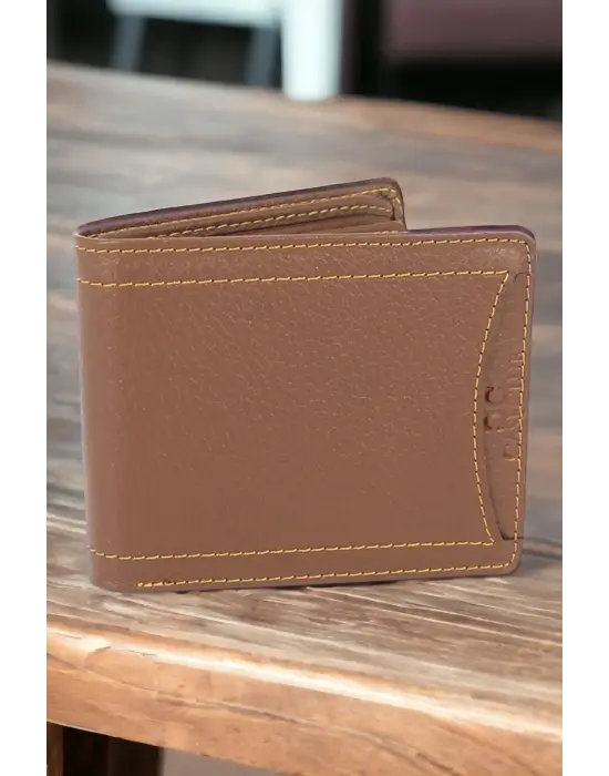 Hakiki Deri Kartlık Bölmeli Taba Erkek Cüzdanı