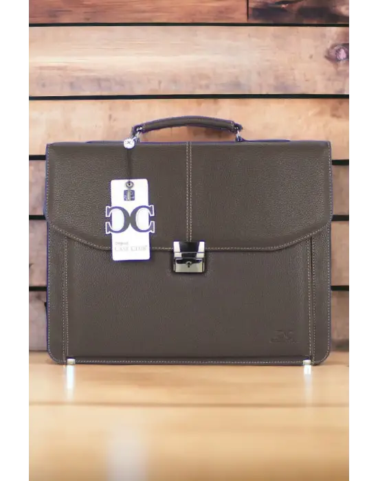 Kilitli Klasik Tarz Kahverengi Evrak / Laptop Çantası