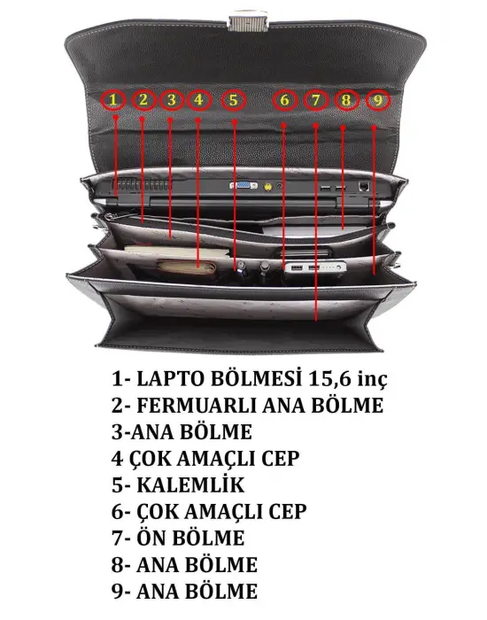 Kilitli Klasik Tarz Kahverengi Evrak / Laptop Çantası