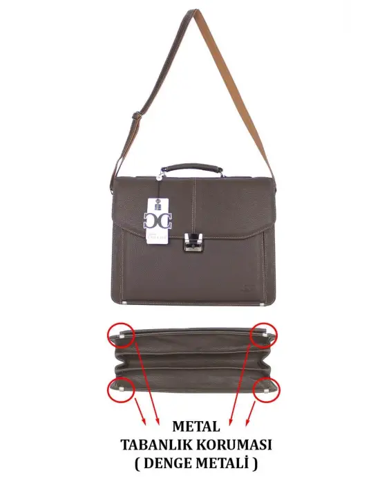 Kilitli Klasik Tarz Kahverengi Evrak / Laptop Çantası