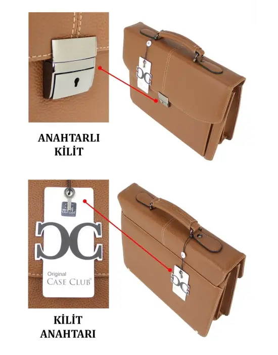 Kilitli Klasik Tarz Taba Evrak / Laptop Çantası