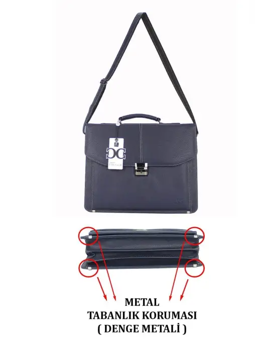 Kilitli Klasik Tarz Lacivert Evrak / Laptop Çantası