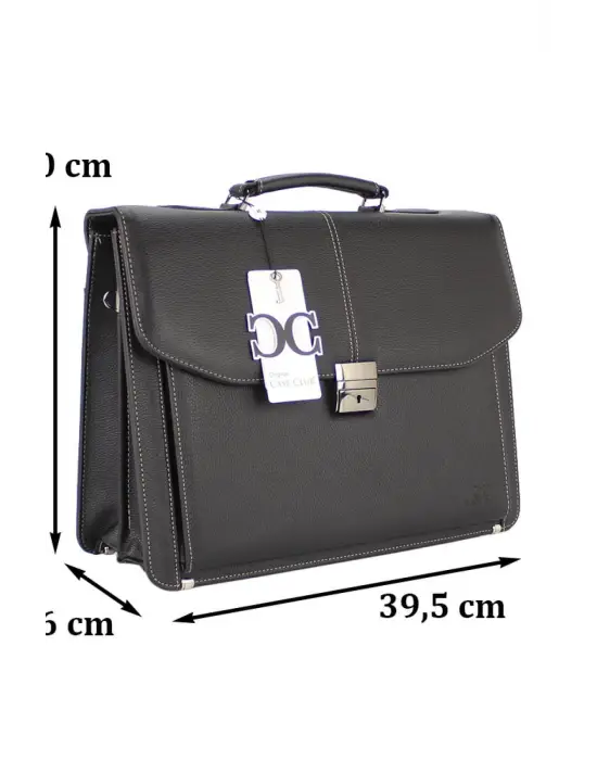 Kilitli Klasik Tarz Siyah Evrak / Laptop Çantası