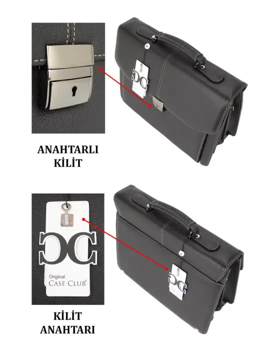 Kilitli Klasik Tarz Siyah Evrak / Laptop Çantası