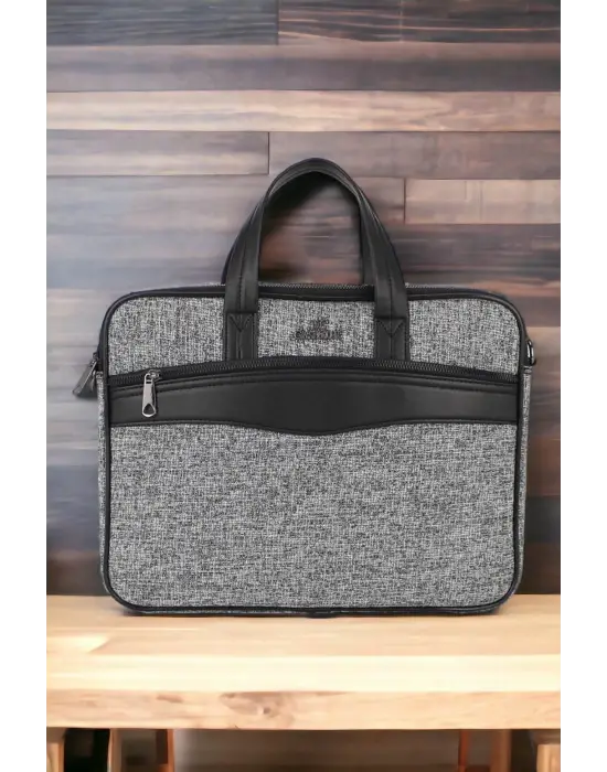 Keten Kumaş 13-14 Inç Macbook Pro Air Açık Gri Laptop Evrak Çantası