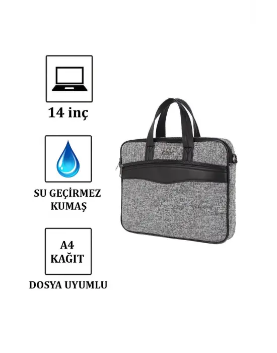 Keten Kumaş 13-14 Inç Macbook Pro Air Açık Gri Laptop Evrak Çantası