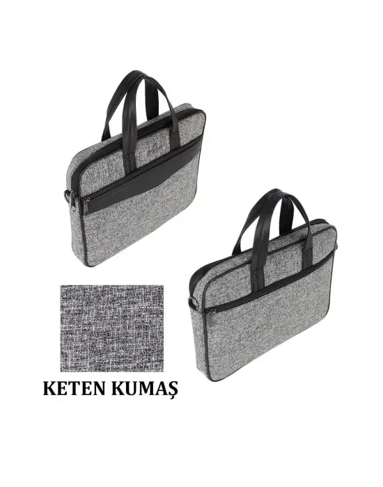 Keten Kumaş 13-14 Inç Macbook Pro Air Açık Gri Laptop Evrak Çantası