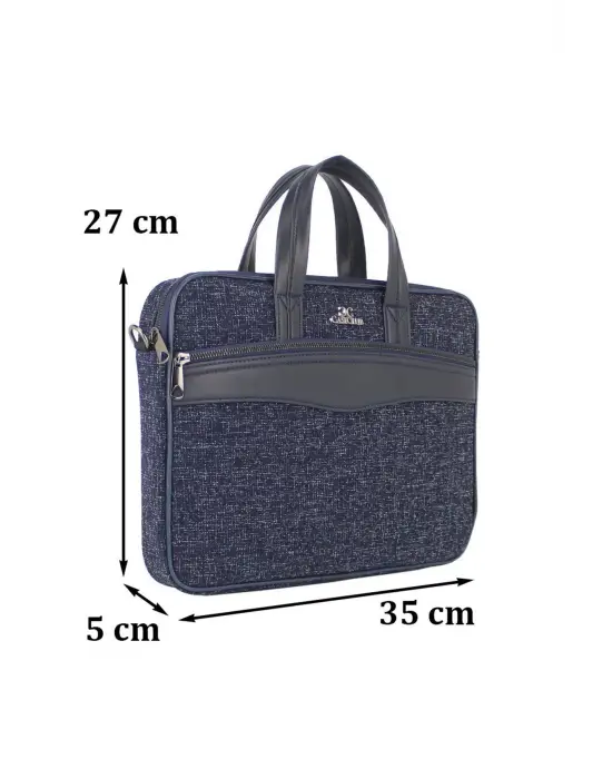 Keten Kumaş 13-14 Inç Macbook Pro Air Lacivert Laptop Evrak Çantası