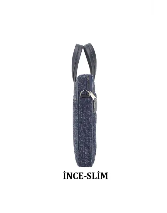 Keten Kumaş 13-14 Inç Macbook Pro Air Lacivert Laptop Evrak Çantası